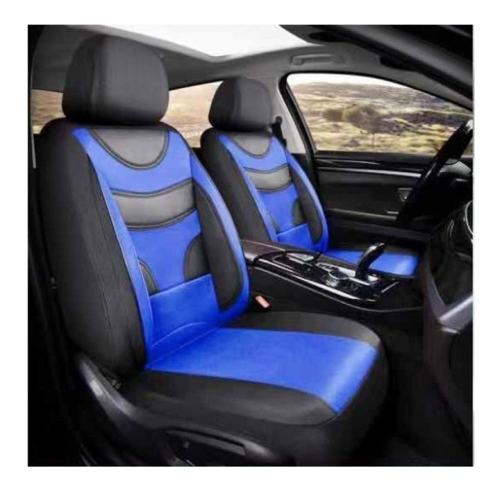 Huse Auto Universale 11 Piese fractionate Negru cu Albastru Compatibile Scaune Fata si Spate Cod: HNG1321-4