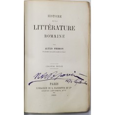 HISTOIRE DE LA LITTERATURE ROMAINE par ALEXIS PIERRON , 1869