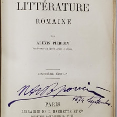 HISTOIRE DE LA LITTERATURE ROMAINE par ALEXIS PIERRON , 1869