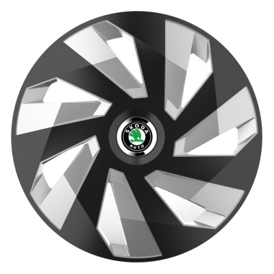 Set 4 Capace Roti, potrivite jantelor de R16, pentru Skoda, model vector black and silver foto