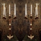 Superb set de 2 sfeșnice de dimensiuni impresionante din bronz masiv cuprat