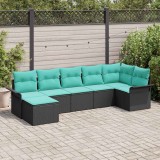 vidaXL Set de canapele pentru grădină 7 pcs Negru poliratan 3354125