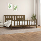 Cadru de pat cu tablie, maro miere 200x200 cm, lemn masiv pin GartenMobel Dekor, vidaXL
