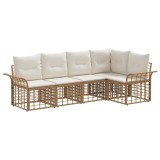 vidaXL Set de canapele de exterior 5 pcs Alb Natural și Crem Poliester 3437688