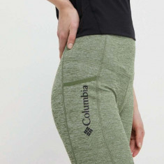 Columbia pantaloni scurți sport Move femei, culoarea verde, melanj, high waist 2075971