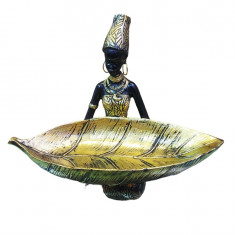 Ornament decorativ, Africana cu suport pentru bijuterii, Auriu, 19 cm, LY231907