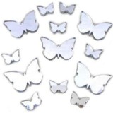 Set 100 Oglinzi Acrilice, in Forma de Fluture, Autoadezive, 40x4 cm si 60x3 cm, Premium, Argintiu, CBD CORAL BEST DEALS Argintiu 3 cm 4 cm 3 cm Argint