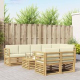 vidaXL Seturi de canapele 9 pcs Alb și crem Lemn Solid de Acacia 3392055