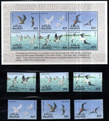 Maldives 2002 Birds set + perf sheets Mi.3905-10+KLB MNH DE.223 foto