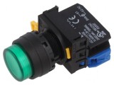 Comutator cu acționare prin apăsare verde 22mm