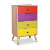 Cumpara ieftin Comoda Adore Rainbow, 4 sertare, Multicolor/Sonoma, 60 x 104 x 45 cm