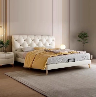 Pat Myra 160x190 cm Tapitat Catifea Nuanta Crem Somiera Inclusa (cod RC80) foto