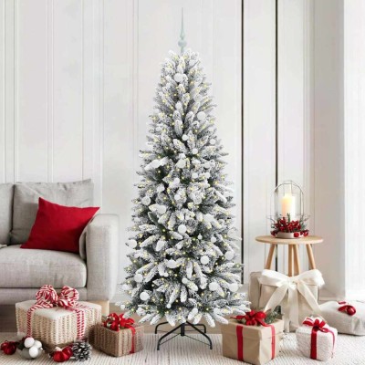 vidaXL Brad de Crăciun artificial cu 300 LED Alb 73 x 73 x 180 cm 3396048 foto