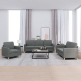vidaXL Set de canapele cu perne, 3 piese, gri &icirc;nchis, textil