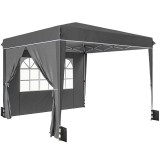 Outsunny Pavilon de grădină exterior 3x3 m, pavilon pliant cu panouri laterale, protecție UV 50+, sac de transport, gri | Aosom Romania