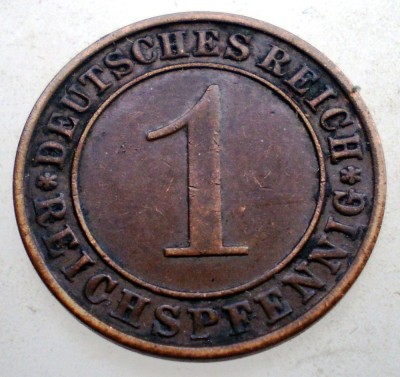 B.334 GERMANIA WEIMAR 1 REICHSPFENNIG 1936 A foto