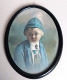 Micul Fuhrer - portret in pastel pe carton, pictura originala Munchen cca 1895