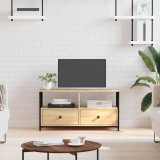 vidaXL Comodă TV, stejar sonoma, 90x33x45 cm, lemn prelucrat &amp; fier