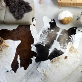 Covor din piele de vita, negru si alb, 150x170 cm GartenMobel Dekor, vidaXL