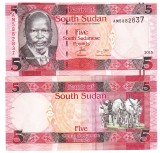 Sudanul de Sud 5 Pounds 2015 P-6b UNC