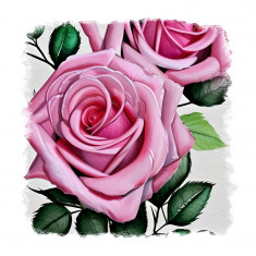Sticker decorativ Trandafir, Roz, 55 cm, 9966ST