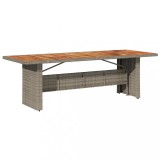 Masa gradina, blat din lemn acacia, gri, 240x90x75 cm poliratan