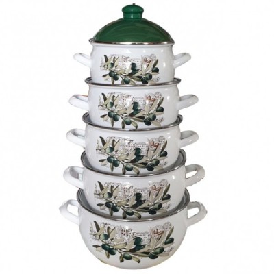 Set 10 piese Cratite Emailate cu Capace Savasan 2.2-6l model Ramura Maslin foto