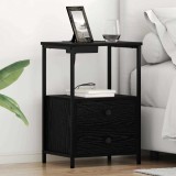 vidaXL Cabinet de noptiere cu stație de &icirc;ncărcare 2 pcs Stejar negru