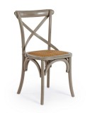 Cumpara ieftin Scaun din lemn gri antichizat cu sezut din rattan maro Cross 50.5 cm x 52 cm x 87 h x 46 h1