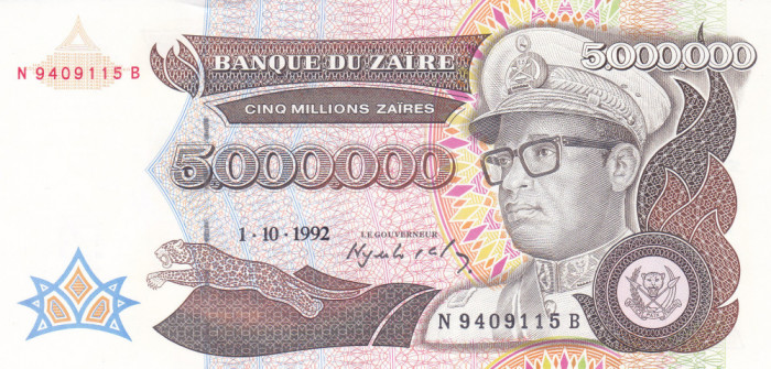 Bancnota Zair 5.000.000 Zaires 1993 - P46 UNC