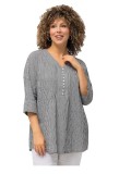 Bluza cu maneca 3 4 pentru femei, Ulla Popken, cu dungi negre, 54-56 - OUTLET