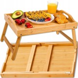 Masa mic dejun in pat, pentru laptop, pliabila, tava servire, maxim 5 kg, bambus, 73x31x21 cm Ruhhy
