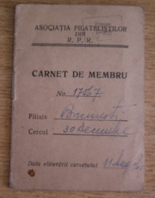 QW13 6 - 1965 - Carnet de membru - Asociatia filatelistilor din RPR foto
