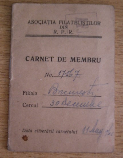 M3 C18 - 1965 - Carnet de membru - Asociatia filatelistilor din RPR