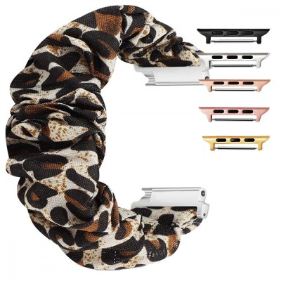 Curea textila elastica, compatibila Apple Watch 9|8|7|6|5|4|3|2|1 Series, 41mm|40mm|38mm, Scrunchies 3 foto