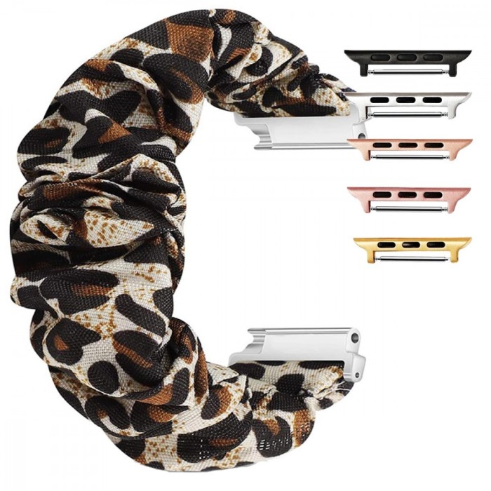 Curea textila elastica, compatibila Apple Watch 9|8|7|6|5|4|3|2|1 Series, 41mm|40mm|38mm, Scrunchies 3