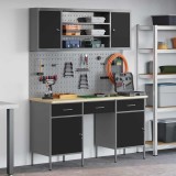 Set banc de lucru, 7 piese, negru, oțel