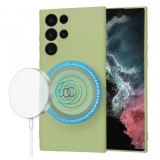 Husa MagSafe pentru Samsung Galaxy S22 Ultra 5G S908, Techsuit, SoftFlex, Verde Deschis