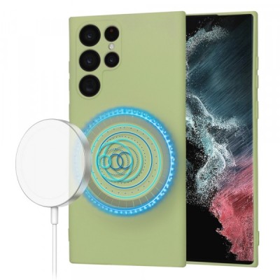 Husa MagSafe pentru Samsung Galaxy S22 Ultra 5G S908, Techsuit, SoftFlex, Verde Matcha foto