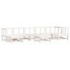 Set mobilier relaxare gradina, 8 piese, alb, lemn masiv de pin