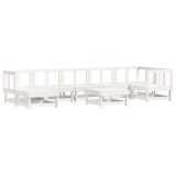 Set mobilier relaxare gradina, 8 piese, alb, lemn masiv de pin