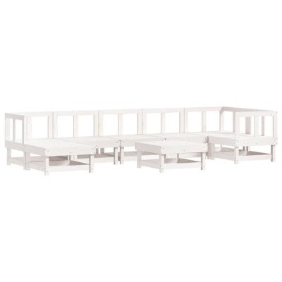 Set mobilier relaxare gradina, 8 piese, alb, lemn masiv de pin foto