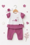 Cumpara ieftin Compleu din 3 piese, tricou, pantaloni si bentita, Iepuras, BabyIm, bumbac