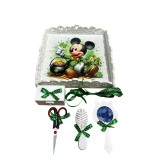 Cumpara ieftin Tavita pentru Mot cu 6 Piese - Mickey Norocosul- TPM67 Alb cu Verde