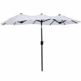 Cumpara ieftin Outsunny Umbrelă Dublă de Grădină, Copertină Ventilată, 12 Nervuri, 285x147x227cm, Alb | Aosom Romania