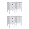 Noptiere cu 2 sertare, 4 buc., alb, MDF, DKD Home Decor