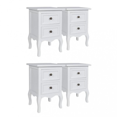 Noptiere cu 2 sertare, 4 buc., alb, MDF foto