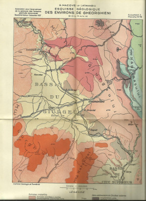 Harta / schiţa geologică a &amp;icirc;mprejurimilor Gheorghieni / Harghita 1927- 23 /35,5 foto