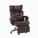 Scaun director cu funcție de masaj și &icirc;ncălzire, scaun de birou ergonomic cu piele artificială, 88 x 70 x 112,5 cm, Maro | Aosom Romania