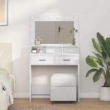 Masă de toaletă cu lumini LED, alb, 79x41x135 cm